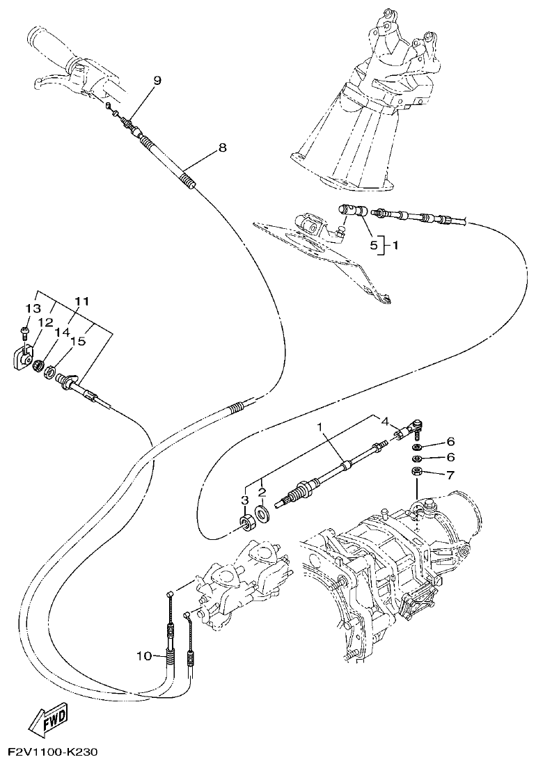 Yamaha VX700WAVERUNNER CONTROL CABLE parts diagram